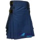 Navy Blue Utility Cotton Kilt with adjustable Leather Straps