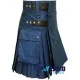 Navy Blue Utility Cotton Kilt with adjustable Leather Straps