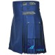 Royal Blue Utility Cotton Kilt with adjustable Leather Straps