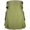 Olive Green Utility Cotton Kilt with adjustable Leather Straps