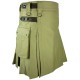 Olive Green Utility Cotton Kilt with adjustable Leather Straps