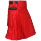 Red Utility Cotton Kilt with adjustable Leather Straps