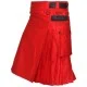 Red Utility Cotton Kilt with adjustable Leather Straps Red Utility Cotton Kilt with adjustable Leather Straps