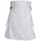 White Cotton Utility Kilt with adjustable Leather Straps