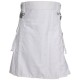 White Utility Cotton Kilt with adjustable Leather Straps