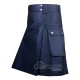 Black Cotton Utility Kilt | Handmade Custom Fit & Silver Accessories