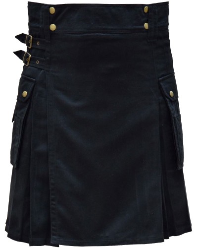 Black Cotton Men’s Utility Kilt | Modern Fashion Kilts