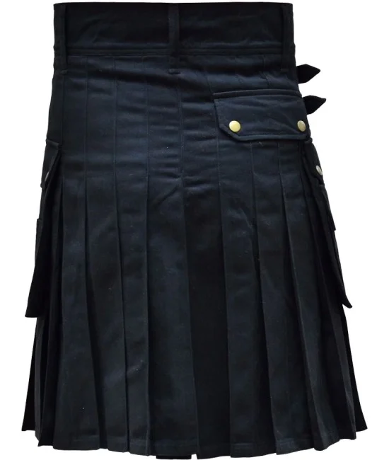 Men's Utility Black Cotton Kilt Men's Utility Black Cotton Kilt