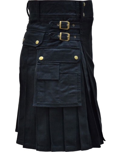 Black Cotton Men’s Utility Kilt | Modern Fashion Kilts Black Cotton Men’s Utility Kilt | Modern Fashion Kilts