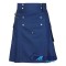Men's Utility Navy Blue Cotton Kilt with front Buttons