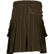 Men's Utility Brown Cotton Kilt with front Buttons