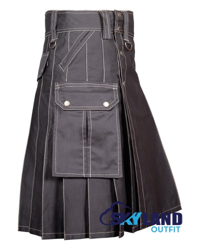 Brown Cotton Utility Kilt | Scottish Six-Pocket Modern Kilt for Men Brown Cotton Utility Kilt | Scottish Six-Pocket Modern Kilt for Men