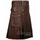 Brown Cotton Utility Kilt | Men's Front Button Scottish Kilt