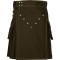 Men's Utility Brown Cotton Kilt with front Buttons