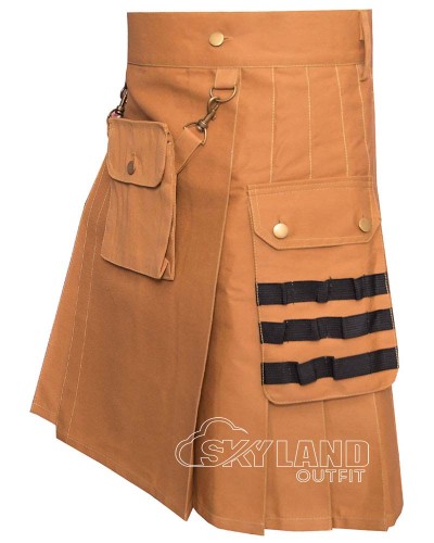 Camel Canvas Utility Kilt | Removable Pocket Custom Kilt
