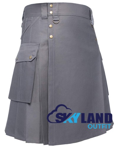 Grey Cotton Utility Kilt | Men’s Six Pocket Modern Kilt Grey Cotton Utility Kilt | Men’s Six Pocket Modern Kilt