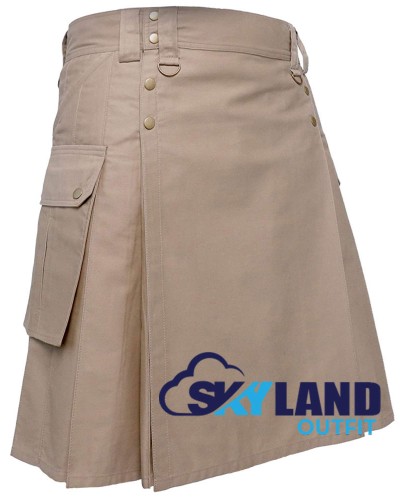Khaki Cotton Utility Kilt | Men’s Six Pocket Modern Kilt Khaki Cotton Utility Kilt | Men’s Six Pocket Modern Kilt