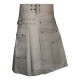 Khaki Cotton Utility Kilt | Men's Front Button Scottish Kilts