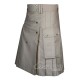 Khaki Cotton Utility Kilt | Men's Front Button Scottish Kilts