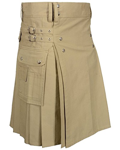 Men's Utility Khaki Cotton Kilt with front Buttons Men's Utility Khaki Cotton Kilt with front Buttons