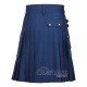 Navy Blue Cotton Kilt | Men’s Utility Kilt with Front Button 