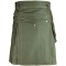Men's Utility Olive Green Cotton Kilt with front Buttons