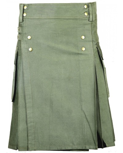 Men's Six Pockets Olive Green Cotton Utility Kilt | Scottish Kilt | Modern Kilt Men's Six Pockets Olive Green Cotton Utility Kilt | Scottish Kilt | Modern Kilt