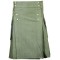 Men's Six Pockets Olive Green Cotton Utility Kilt | Scottish Kilt | Modern Kilt
