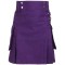 Men's Utility Purple Cotton Kilt with front Buttons