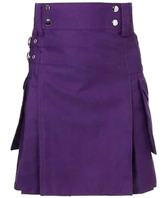 Men's Utility Purple Cotton Kilt with front Buttons Men's Utility Purple Cotton Kilt with front Buttons