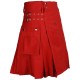 Men's Utility Red Cotton Kilt with front Buttons