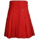 Men's Utility Red Cotton Kilt with front Buttons
