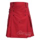 Red Cotton Utility Kilt | Men's Front Button Scottish Kilt