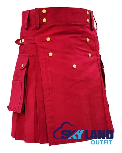 Red Cotton Cargo Kilt | Sports Utility Kilt – Deluxe Utility Kilts