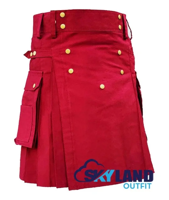 Red Cargo Pocket Sport Utility Kilt - Deluxe Utility Kilt Red Cargo Pocket Sport Utility Kilt - Deluxe Utility Kilt