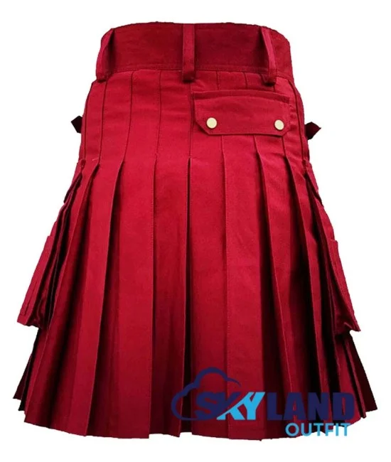 Red Cargo Pocket Sport Utility Kilt - Deluxe Utility Kilt Red Cargo Pocket Sport Utility Kilt - Deluxe Utility Kilt