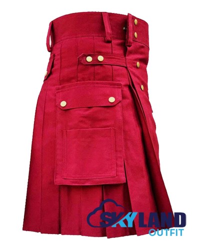 Red Cotton Cargo Kilt | Sports Utility Kilt – Deluxe Utility Kilts Red Cotton Cargo Kilt | Sports Utility Kilt – Deluxe Utility Kilts