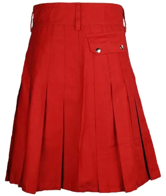 Scottish Red Cotton Utility Kilt for Men Scottish Red Cotton Utility Kilt for Men