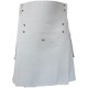 Men's Utility White Cotton Kilt with Front Buttons