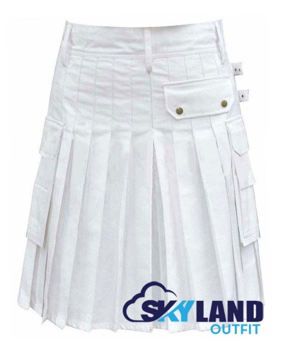 White Cotton Utility Kilt | Fashion Kilts for Men White Cotton Utility Kilt | Fashion Kilts for Men