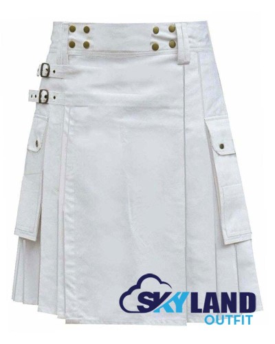 White Cotton Utility Kilt | Fashion Kilts for Men