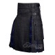Hybrid Utility Kilts - Black Denim & American Patriot Tartan Kilt Hybrid Utility Kilts - Black Denim & American Patriot Tartan Kilt