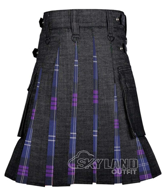 Hybrid Utility Kilts - Black Denim & Heritage of Scotland Tartan Kilt