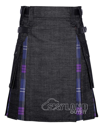 Hybrid Utility Kilts - Black Denim & Heritage of Scotland Tartan Kilt