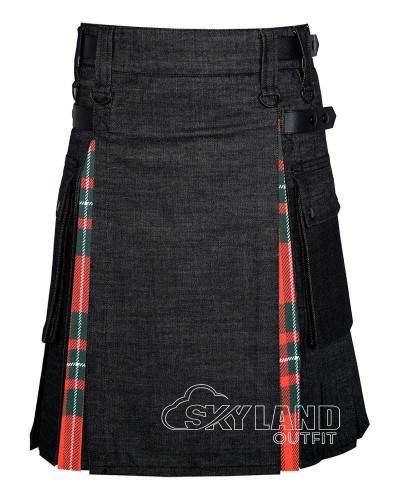 Hybrid Utility Kilts - Black Denim & MacGregor Tartan Kilt