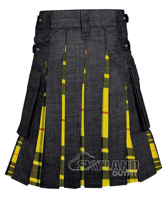 Hybrid Utility Kilts - Black Denim & MacLeod of Lewis Tartan Kilt
