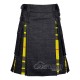 Hybrid Utility Kilts - Black Denim & MacLeod of Lewis Tartan Kilt
