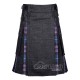 Black Denim Hybrid Utility Kilt with Pride of Scotland Tartan Black Denim Hybrid Utility Kilt with Pride of Scotland Tartan