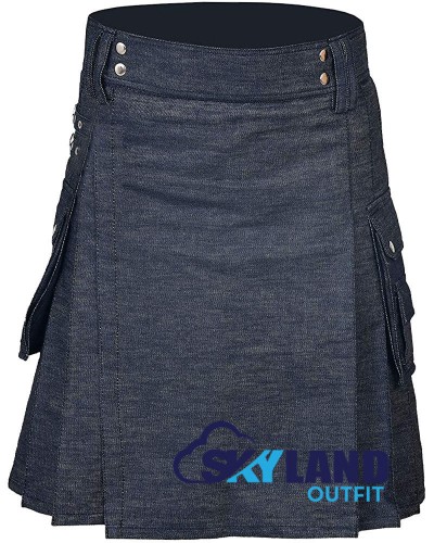 Active Men Blue Denim Utility Kilt Active Men Blue Denim Utility Kilt