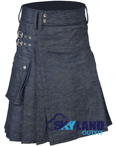 Active Men Blue Denim Utility Kilt Active Men Blue Denim Utility Kilt
